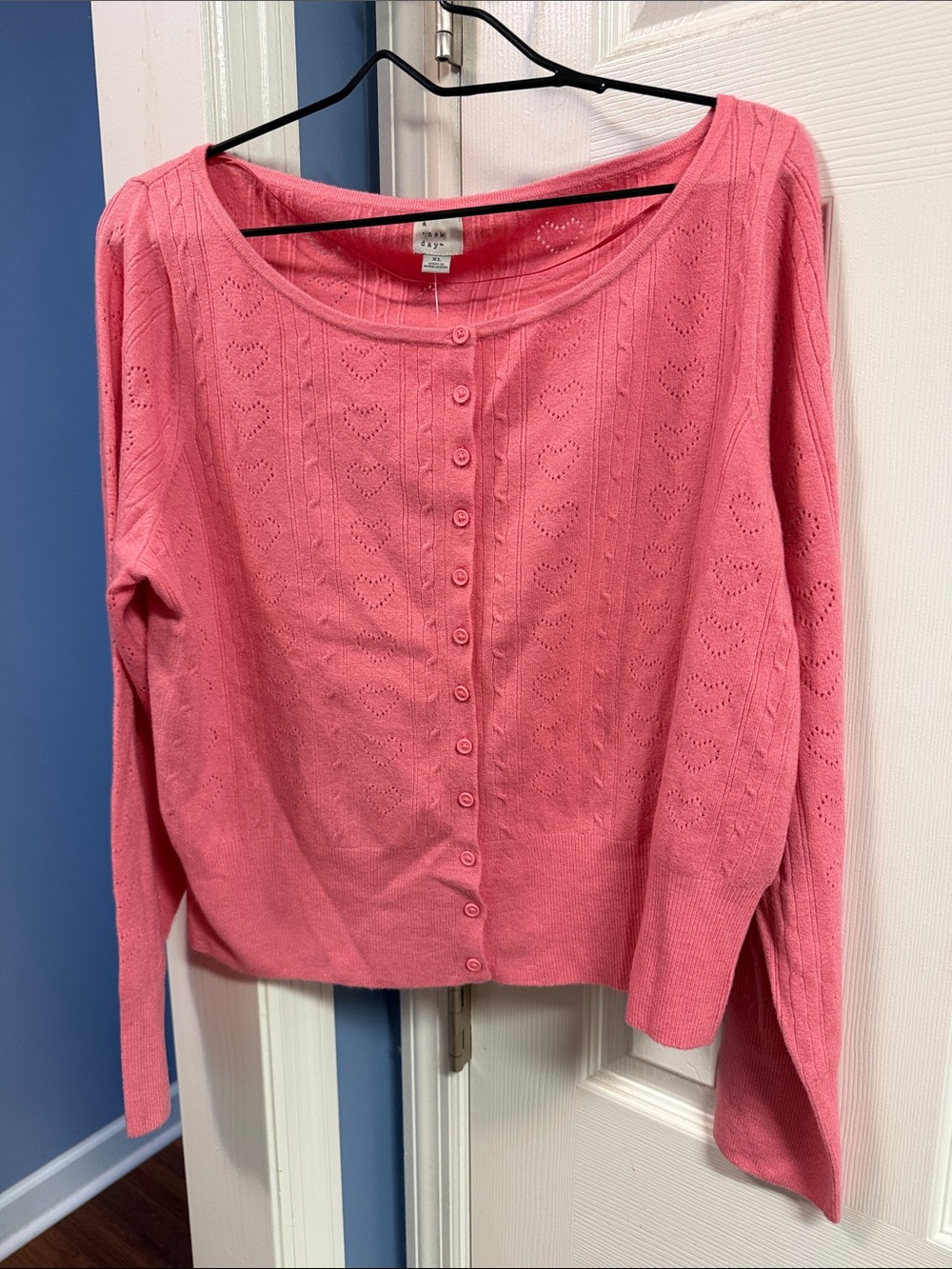 a new day pink Button-Front Knit Cardigan